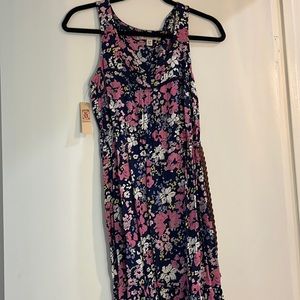 Never worn blue dress with floral pattern